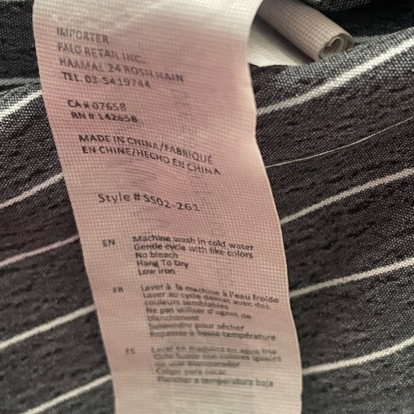 Chic Black Striped Button-Up Shirt with side draw strings - Picture 8 of 8